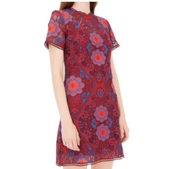 SANDRO RED LACE DRESS size FR3 # - Picture 1 of 14